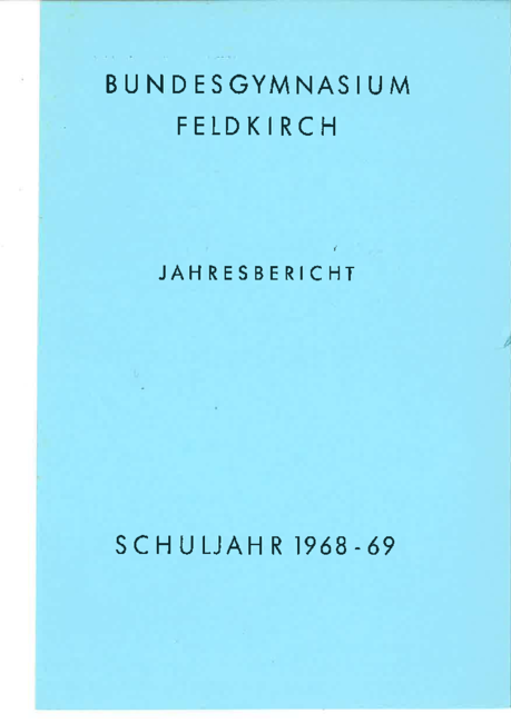 Jahresbericht 1968-1969 Deckblatt